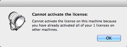 Cannot activate the license error window